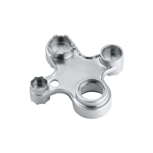 Montageschlüssel von Kludi mit mehreren Aufnahmen, geeignet zum Eindrehen und Lösen von Verbindungen, aus silbernem Metall mit einer sternförmigen Struktur.